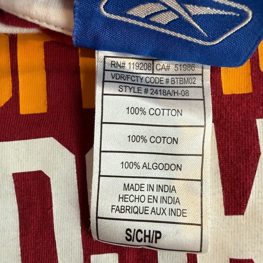 VTG Y2K Reebok NFL‎ Washington Redskins Mens Small Shirt Maroon Layered Tee - Picture 4 of 16